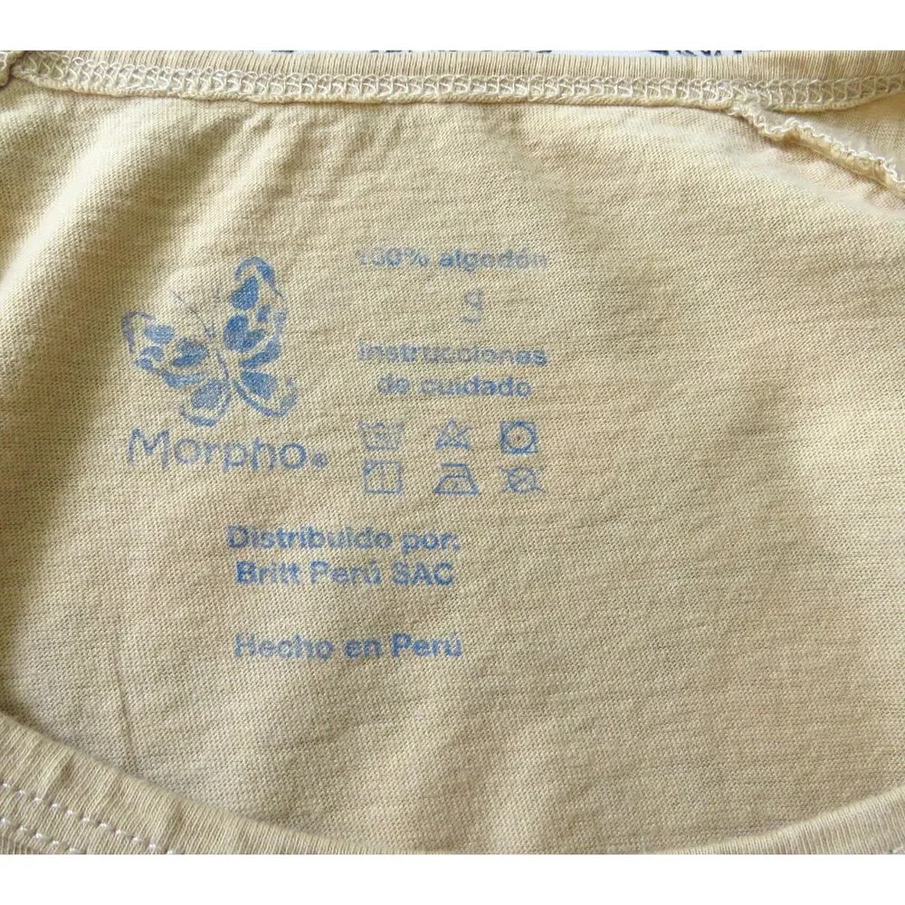 Morpho Peru Alpaca  Women's Embroidered T shirt  Goldenrod   Small EUC - Picture 7 of 7